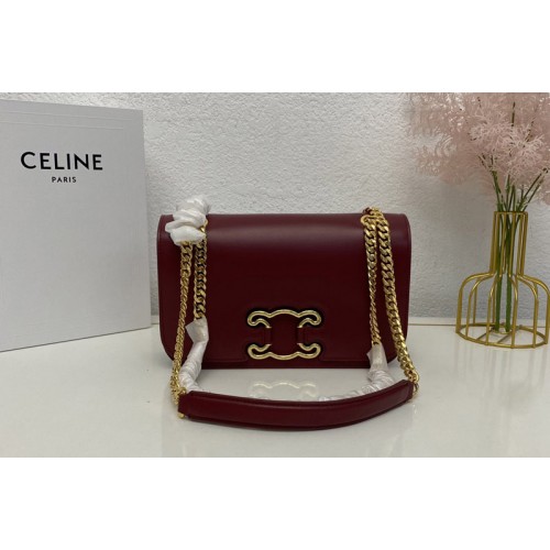 Celine MEDIUM BAG TRIOMPHE FRAME IN burgundy SHINY CALFSKIN