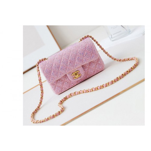 Chanel A69900 Mini Classic Handbag in Pink Leather Chanel A69900 Mini Classic Handbag in Pink Leather