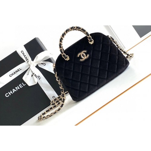 Chanel Small Tote Bag in Black Wool Tweed