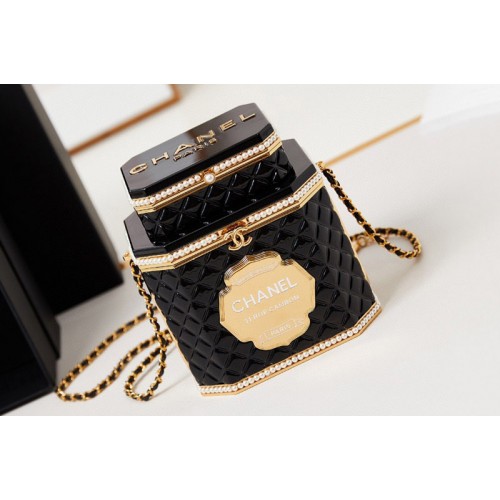 Chanel AS4954 Tea Box Minaudiere In Black/Gold