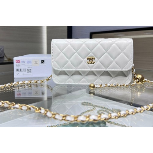 Chanel Ap3071 Wallet on Chain in White Leather