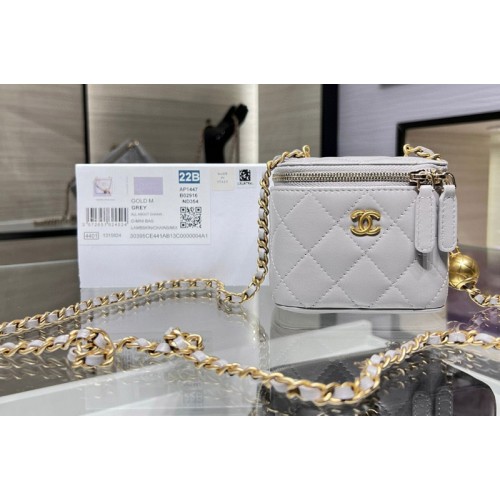 Chanel AP1447 Clutch With Chain in Gray Lambskin