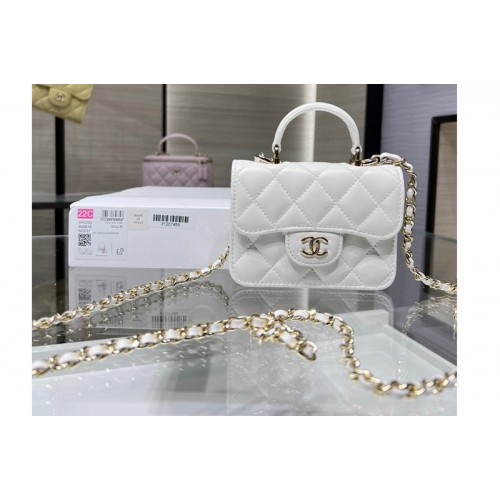 Chanel AP2200 Mini Flap Bag in White Leather