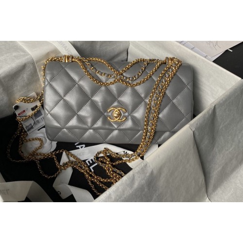 Chanel AP4971 Classic Handbag in Gray Leather