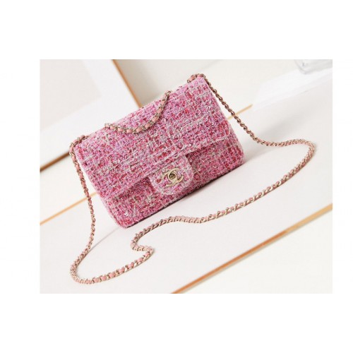 Chanel A69900 Mini Classic HandBag In Pink Sequins