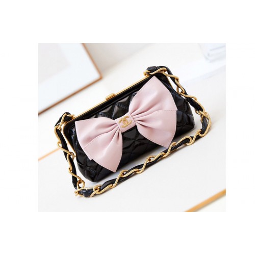 Chanel Clutch With Chain in Black and Pink Lambskin
