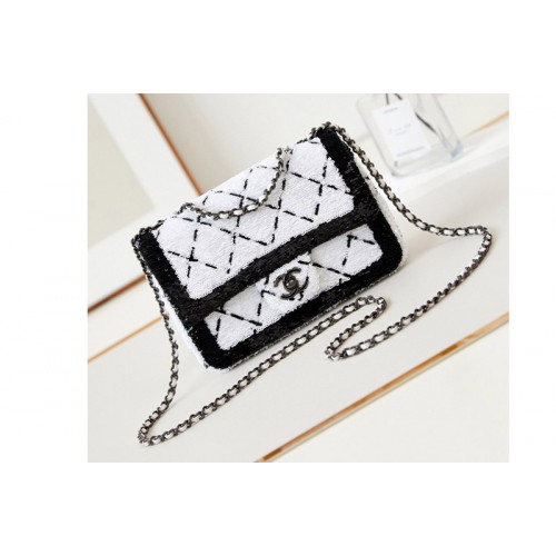 Chanel Mini Flap Bag in White Sequins