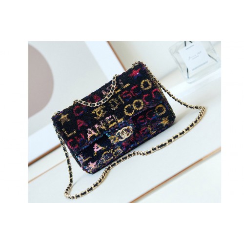 Chanel Mini Classic Handbag in Multicolor Sequins
