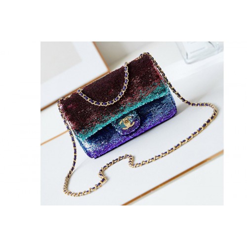 Chanel Mini Classic Handbag in Multicolor Sequins