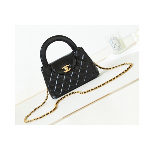 Chanel AS4416 Mini Shopping Bag in Black Shiny Crumpled Calfskin