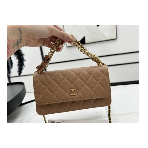 Chanel WOC Wallet on Chain Bag in Brown Lambskin Leather