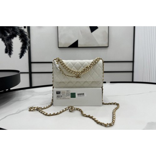 Chanel WOC Wallet on Chain Bag in White Lambskin Leather
