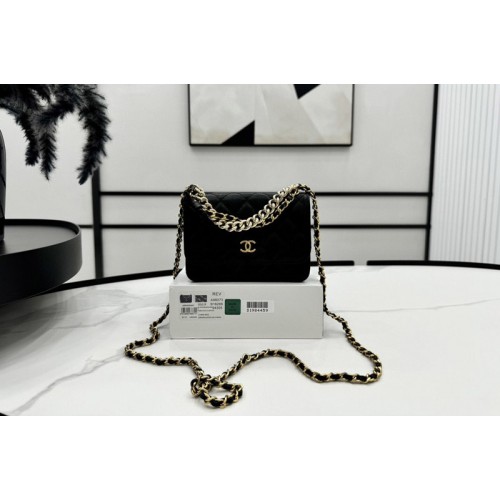 Chanel Mini WOC Wallet on Chain Bag in Black Lambskin Leather