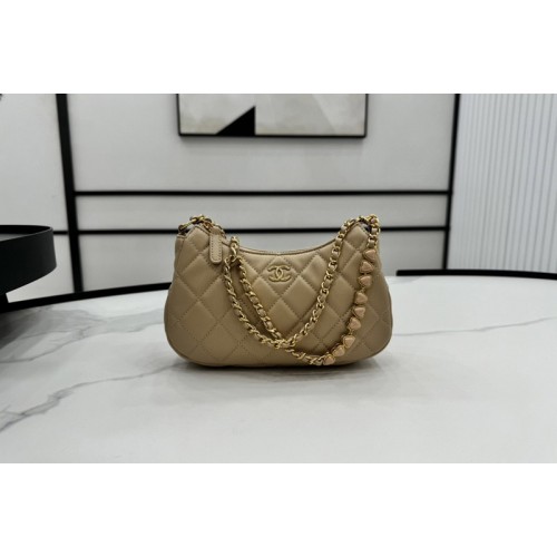 Chanel Small Hobo Bag in Apricot Lambskin Leather