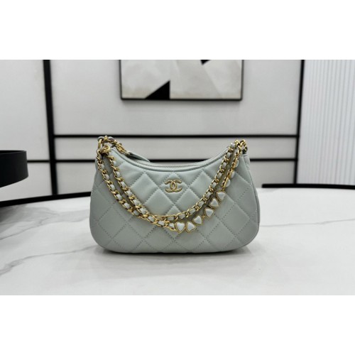 Chanel Small Hobo Bag in Blue Lambskin Leather