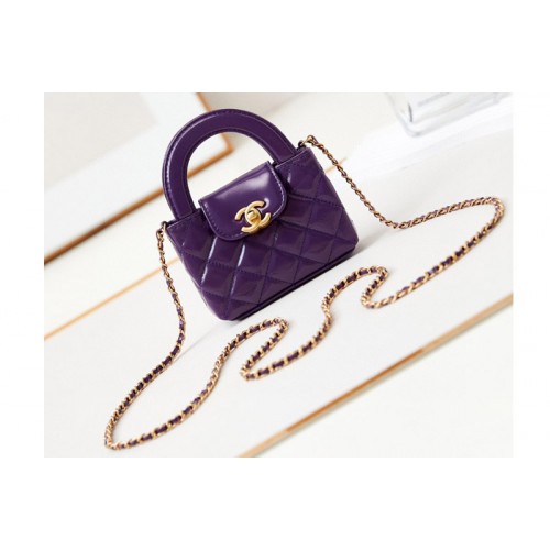 Chanel Clutch with Chain AP3435  in Purple Shiny Lambskin