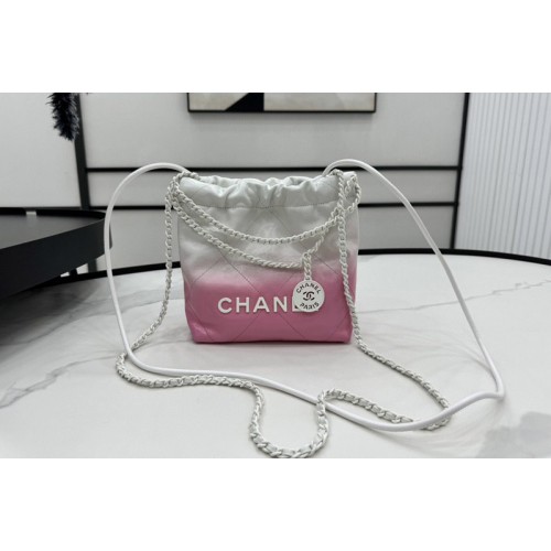 Chanel 22 AS3980 Mini Flap Handbag in White/Pink Patent Gradient Calfskin