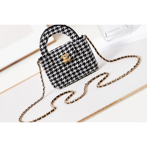 Chanel Clutch with Chain AP3435  in Black/White Washed Denim