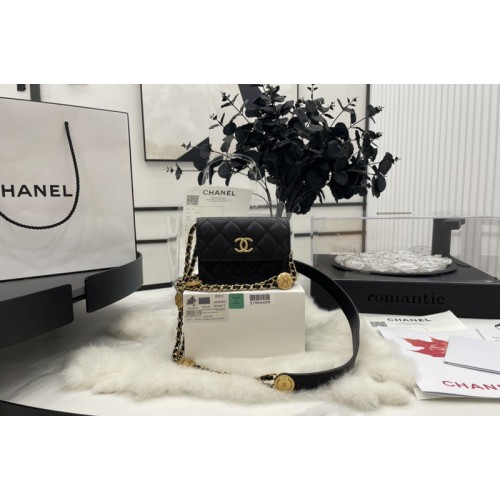 Chanel A68080 Mini Flap Bag in Black  Lambskin