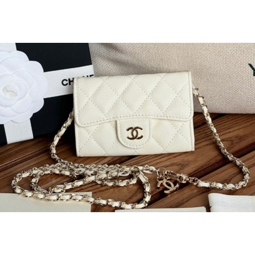 Chanel Mini Bumbag Bag in White Grained Calfskin