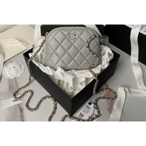 Chanel AP4000 Clutch with Chain in Grey Lambskin