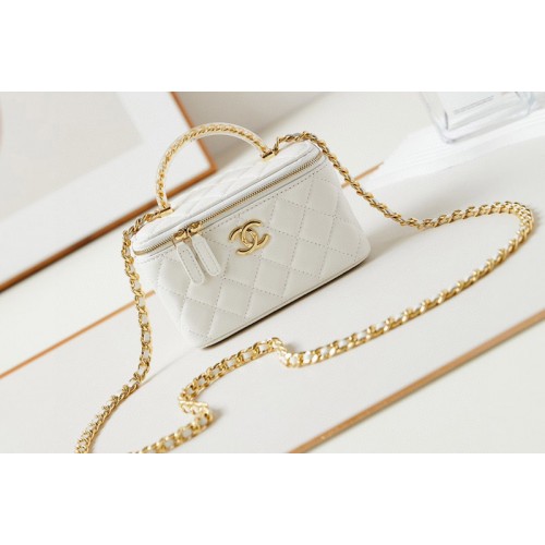 Chanel AP3768 Clutch on Chain bag in White Lambskin