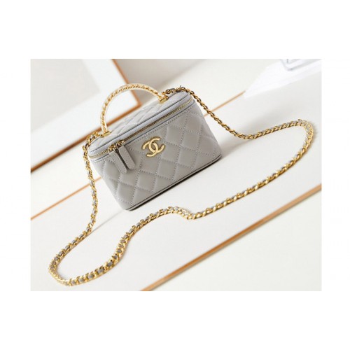 Chanel AP3768 Clutch on Chain bag in Gray Lambskin