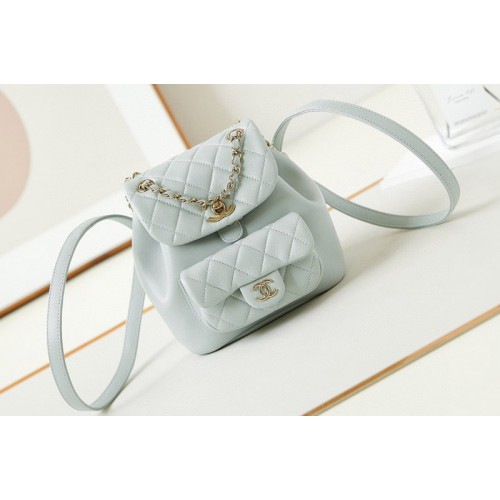 Chanel AS2908 Small Backpack  in Light Blue Lambskin