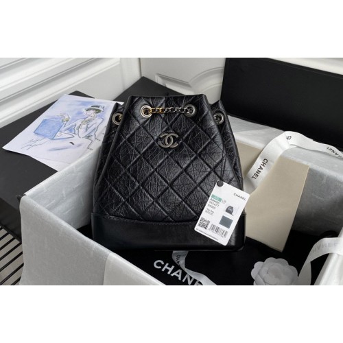 Chanel A94485 Gabrielle Backpack in Black Calfskin