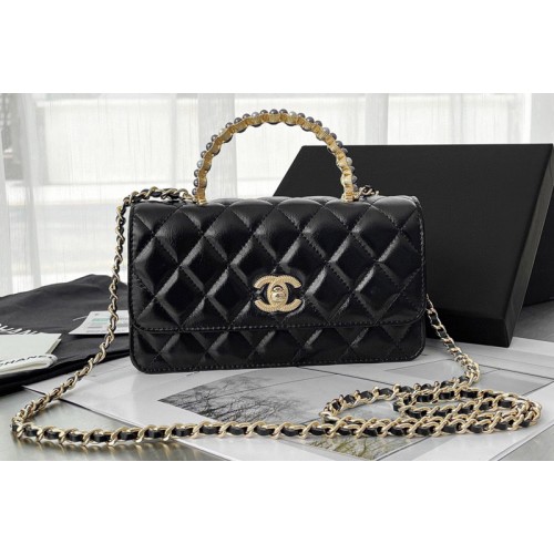Chanel AP3333 Wallet on Chain Bag in Black Lambskin