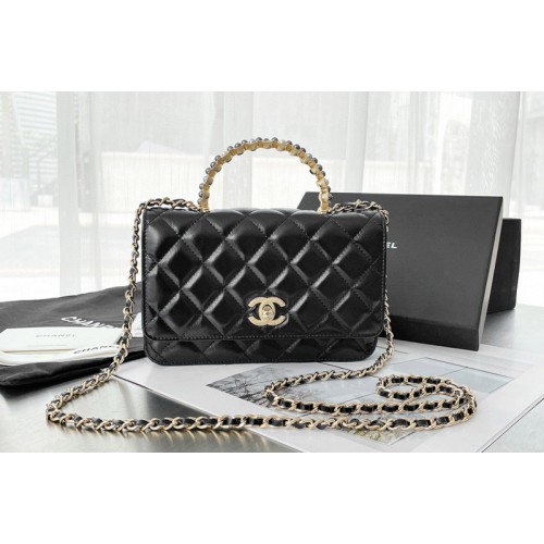 Chanel AP3333 Wallet on Chain Bag in Black Lambskin
