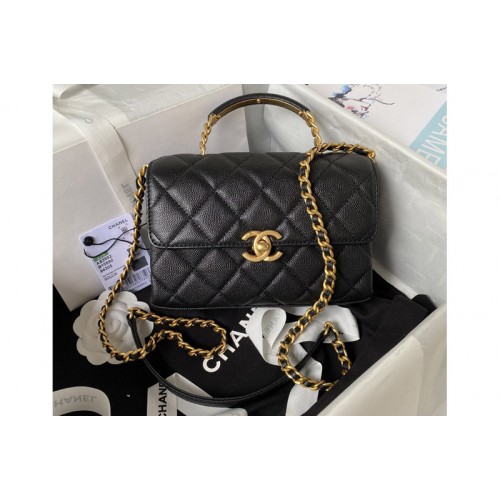 Chanel AS3982 Small Flap Bag With Top Handle in Black Calfskin Chanel AS3982 Small Flap Bag With Top Handle in Black Calfskin