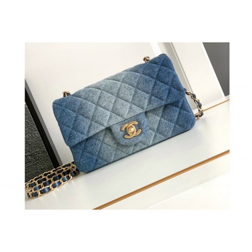 Chanel A69900 Mini Classic Handbag in Blue Washed Denim
