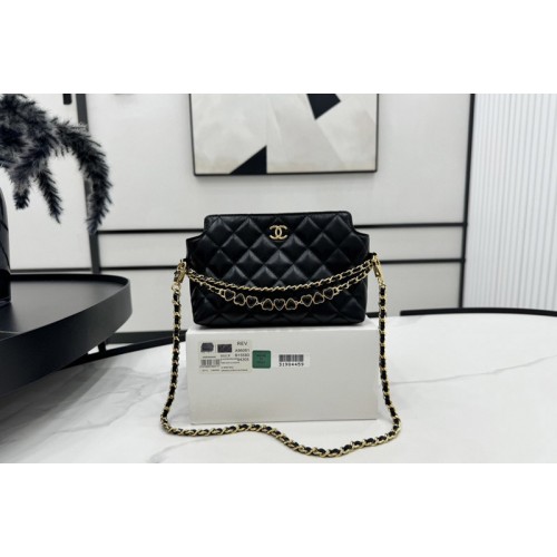 Chanel AP3787 Clutch With Chain Bag in Black Lambskin