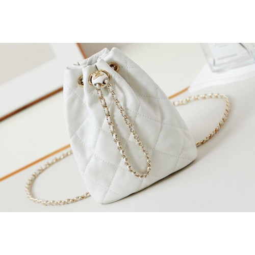 Chanel AS4810 Backpack in White Shiny Lambskin