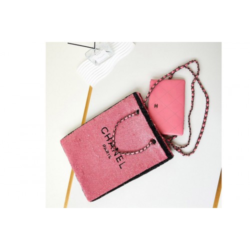 Chanel AS4856 Shopping Bag in Pink Sequins