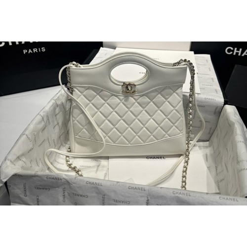 Chanel Mini 31Bag Shopping bag in White Shiny Lambskin