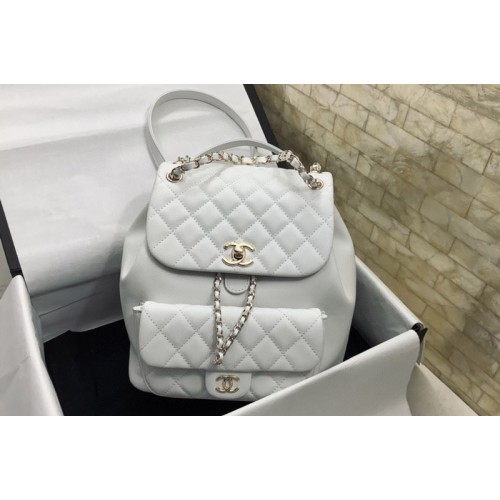 Chanel AS2908 Small Backpack in White Grained Calfskin Chanel AS2908 Small Backpack in White Grained Calfskin