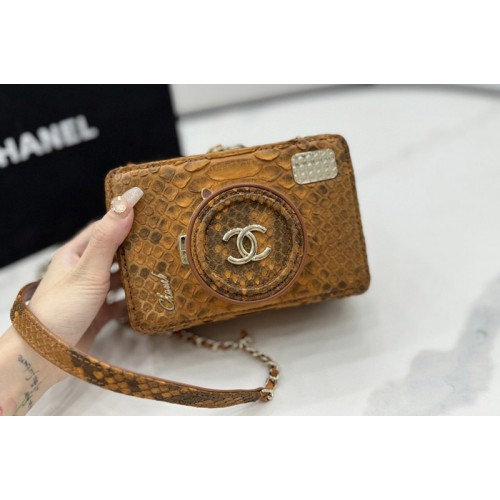 Chanel AS4817 Camera Bag in Tan Snake Leather