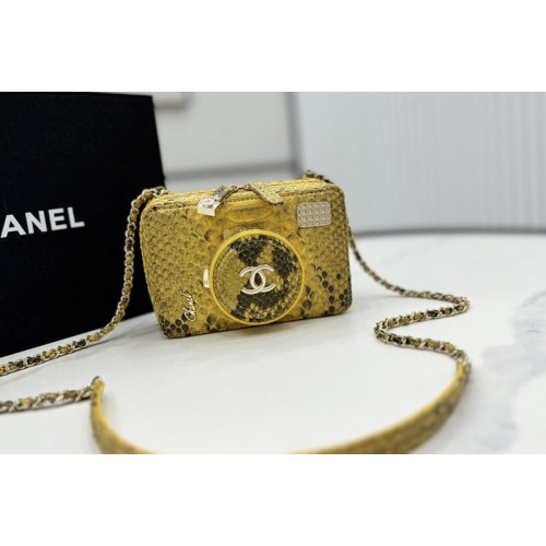 Chanel AS4817 Camera Bag in Yellow Snake Leather