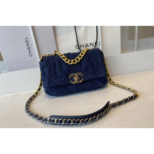 Chanel 19 AS1160 Handbag in Navy Blue Denim