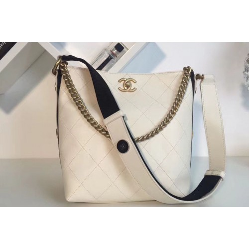 Chanel Calfskin Hobo Handbag White A57573