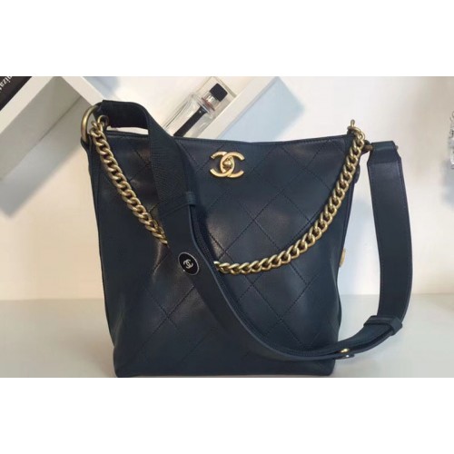 Chanel Calfskin Hobo Handbag Dark Blue A57573