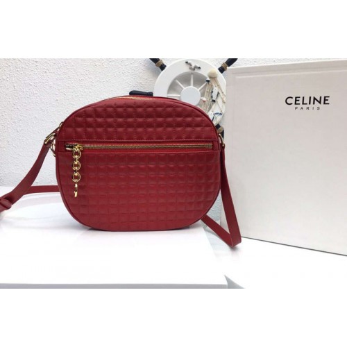 Celine Quilted Calfskin Medium C Charm Bags Red