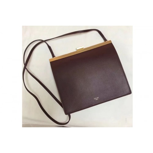 Celine Mini Clasp In Natural Calfskin Crossbody Bags Bordeaux