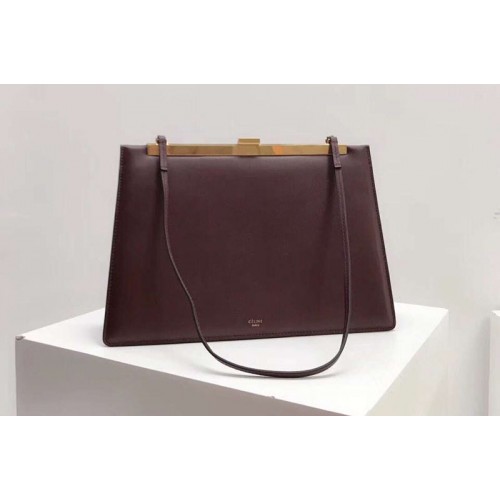 Celine Clasp In Natural Calfskin Crossbody Bags Bordeaux