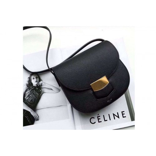 Celine Medium Trotteur Bag in Grained Calfskin Black