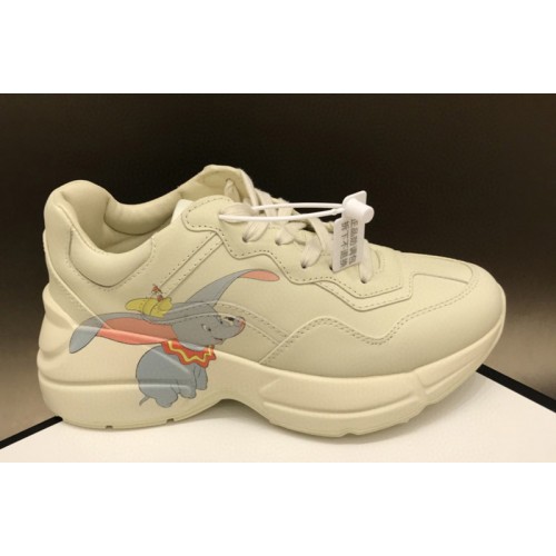 Women and Men Gucci Rhyton Dumbo Sneakers in White Leather