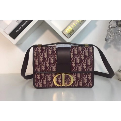 Dior 30 Montaigne Flap bag in Burgundy Dior Oblique jacquard canvas