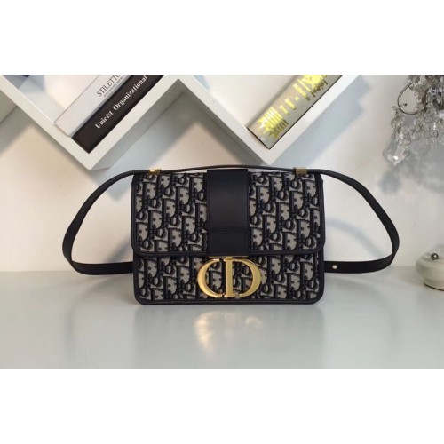 Dior 30 Montaigne Flap bag in Blue Dior Oblique jacquard canvas